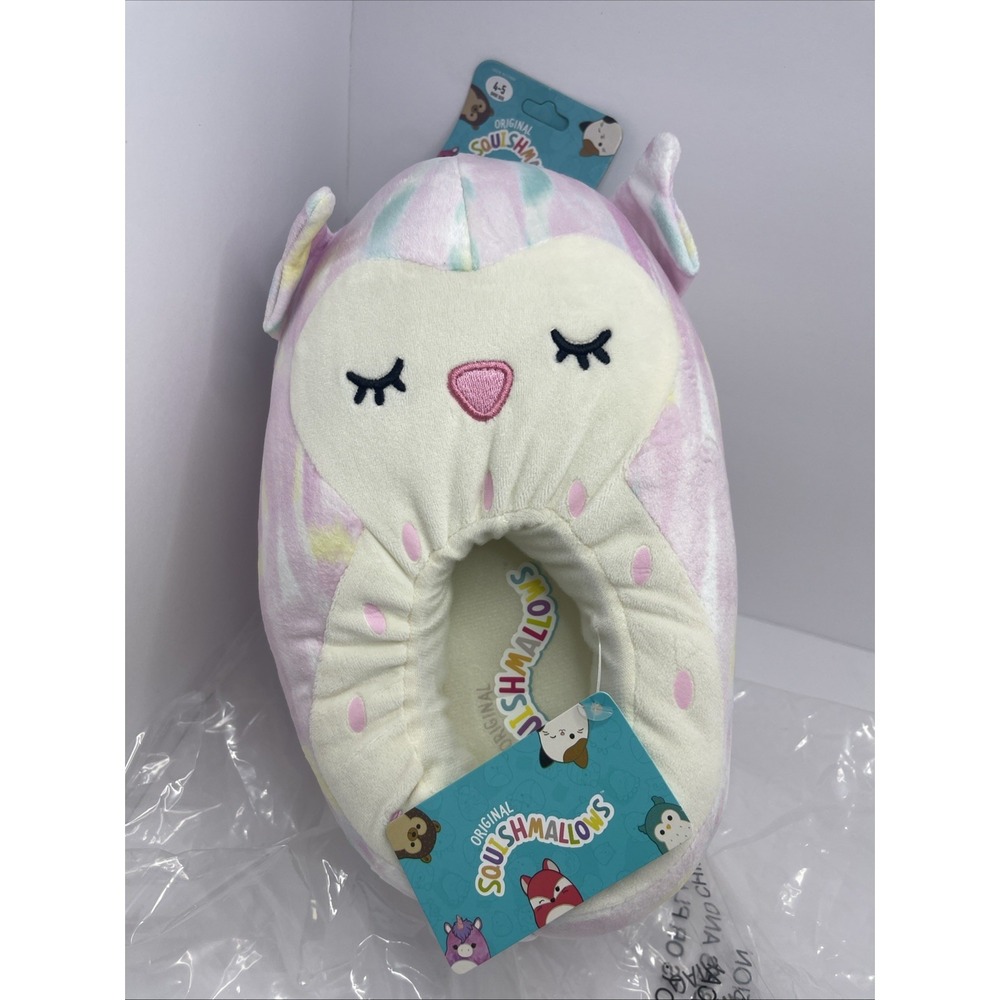 Squishmallows Plush Slippers Lesedi the Owl Youth Kids Size 4/5 NEW Pink‎ Pastel